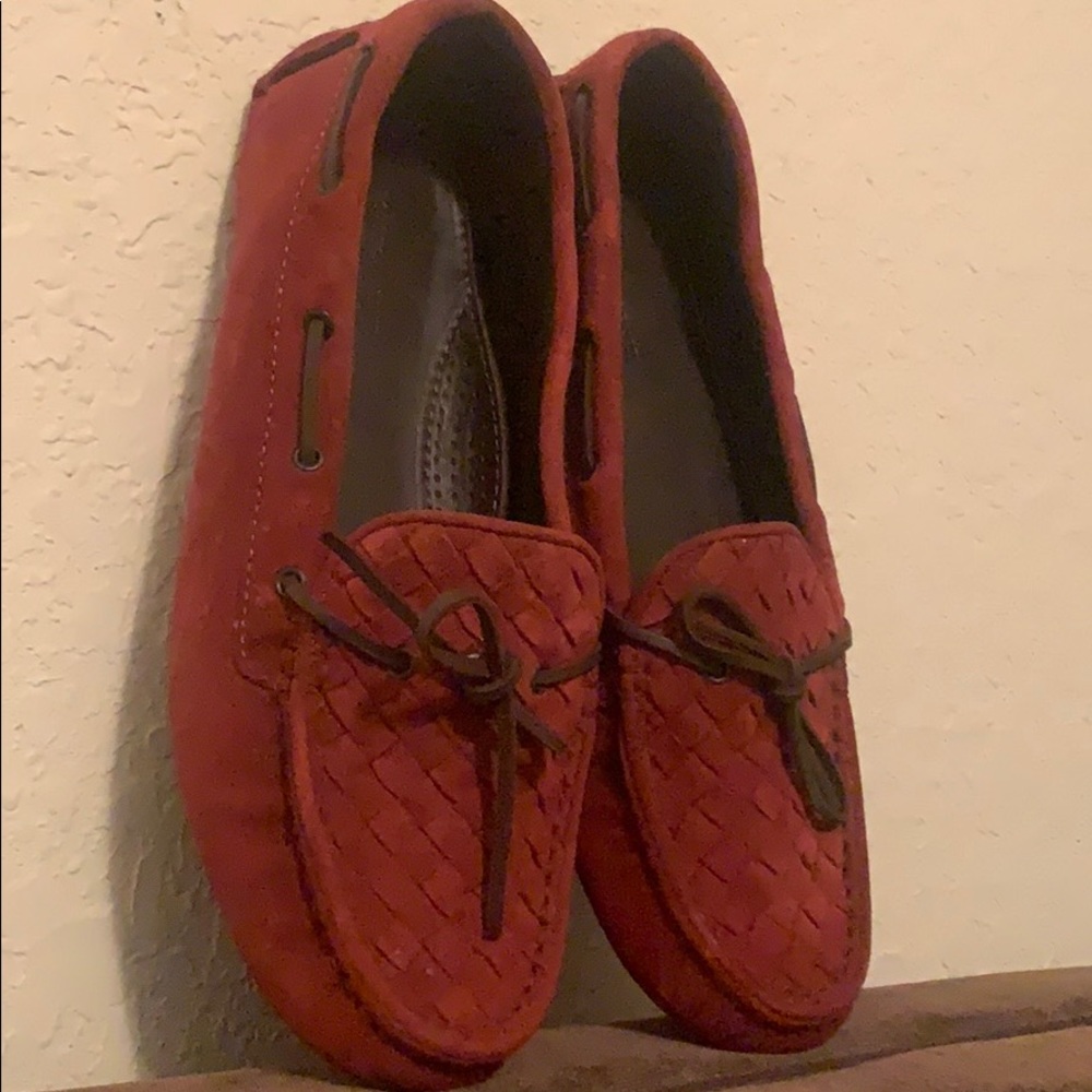 Bottega Veneta rust and brown suede loafers